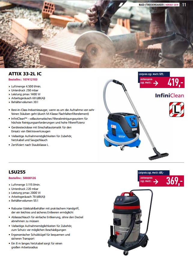 Nilfisk und Viper Industriesauger